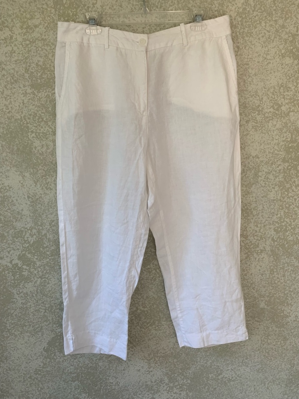 L.L. Bean White Linen Women's Capri Pants Size‎ 14  Coastal Lightweight Resort
